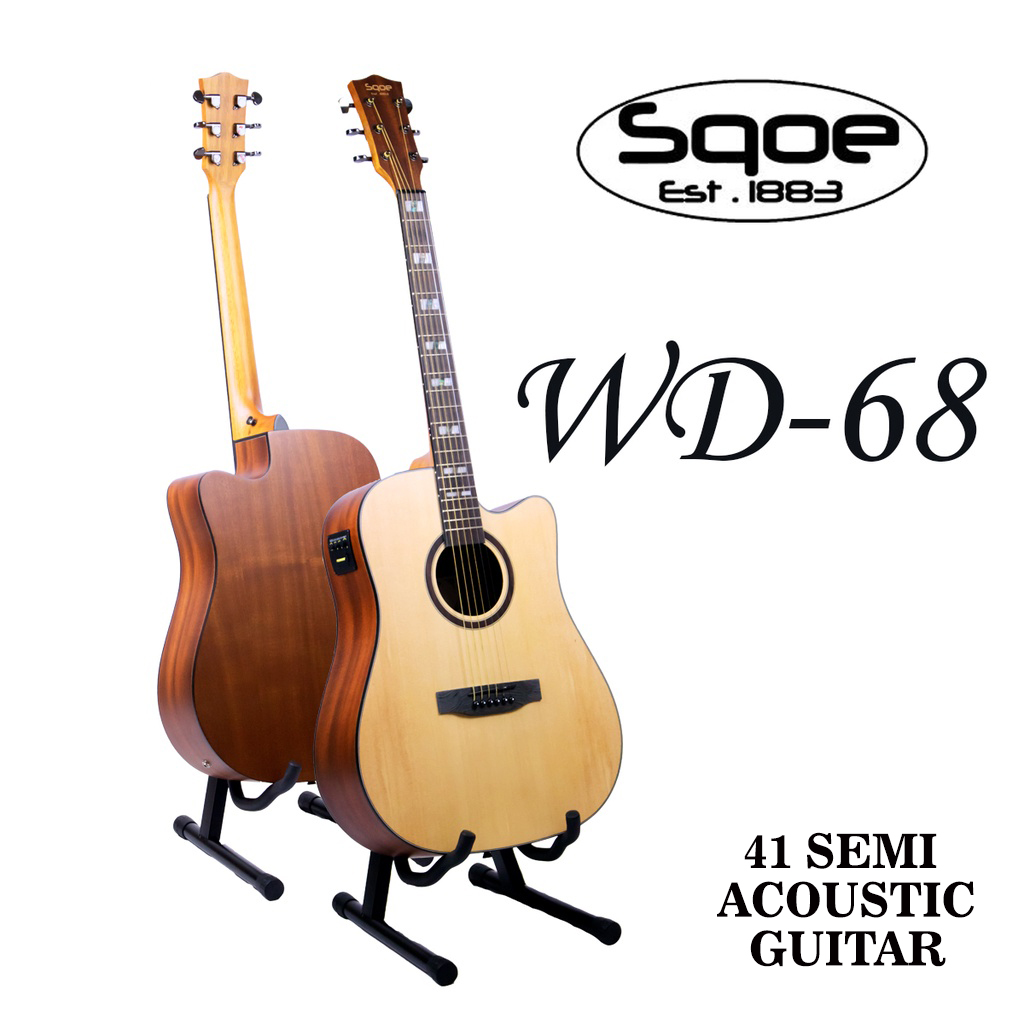 SQOE WD68C 41'' Cutaway Semi Acoustic Guitar with Fishman Pickup